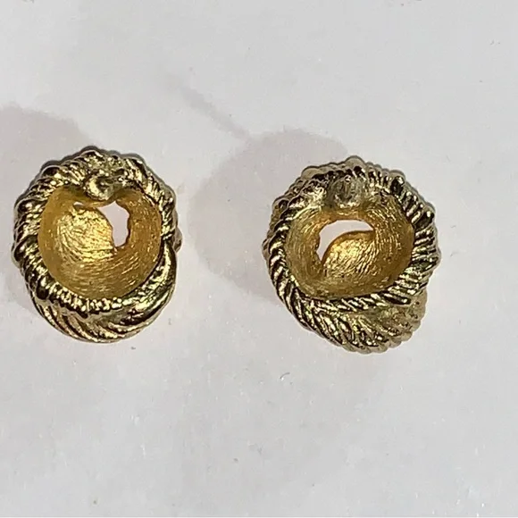 vintage CHRISTIAN DIOR 14k yellow gold plated ROPE KNOT stud post EARRINGS